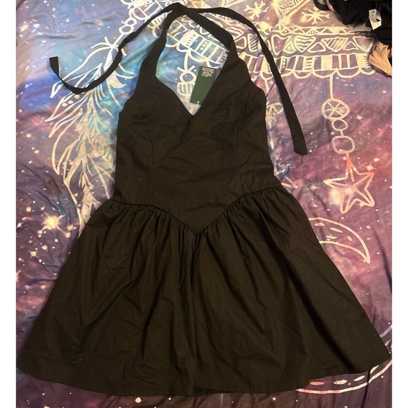 NEW Wild Fable Black Drop Waist Halter‎ A Line Mini Dress, XS - Picture 2 of 6